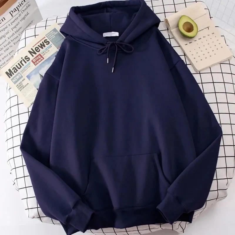 Cozy Blue Fleece Hooded Hoodie - Perfect for All Seasons