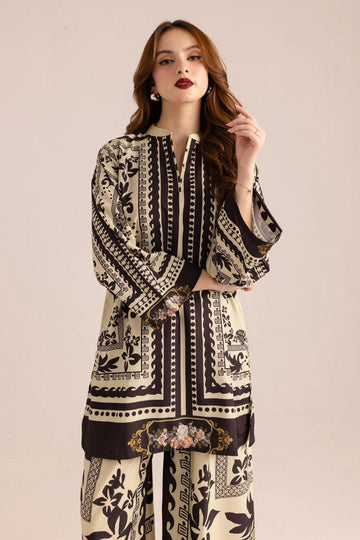 Stylish Printed Shirt and Trouser Set - 2 Pcs Women's Stitched Outfits